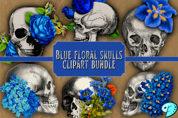 Blue Floral Skulls Clipart: A Practical Asset for Modern Creators