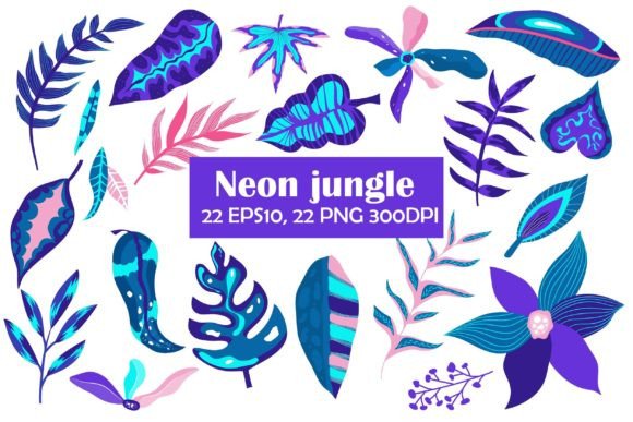Discover the Modern Exotic Design Potential of the Neon Floral Set Isolated Botanic Neon