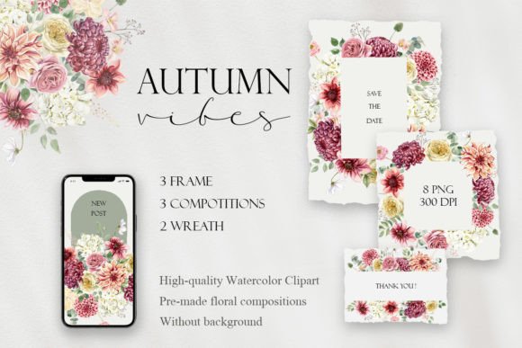 Embrace Autumn with a Fall Watercolor Wreath Floral Frame PNG