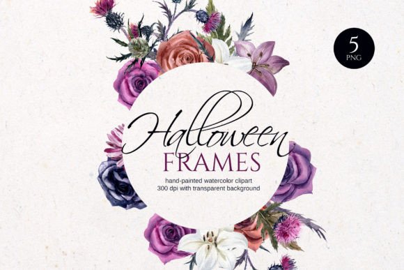 Floral Halloween Clipart: Gothic Elegance for Your Designs