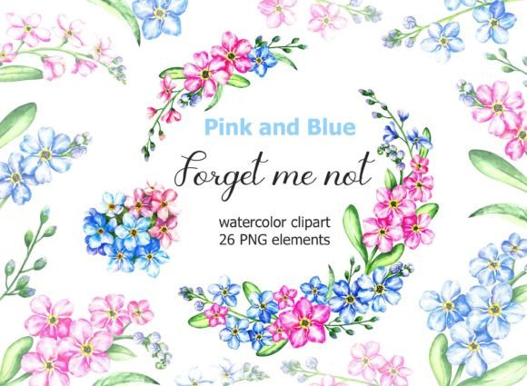 Forget Me Not Watercolor Clipart for Creative Projects