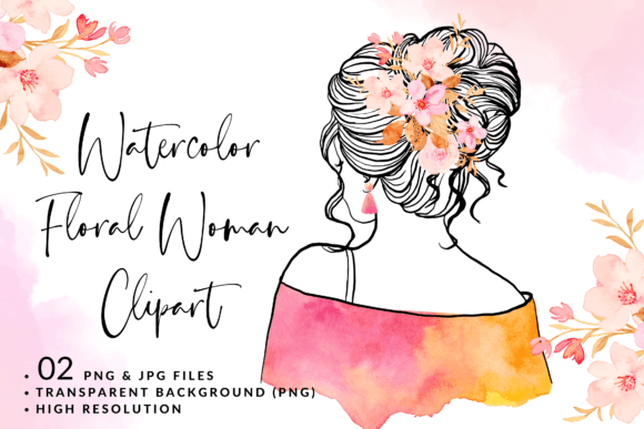 Line Art Watercolor Floral Woman Clipart: A Creative Toolkit for Your Projects
