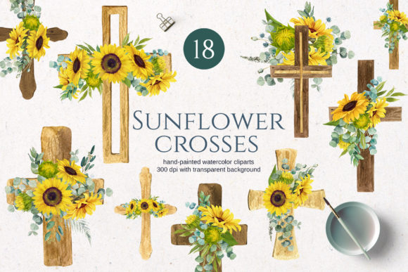 The Artful Blend: Sunflower Floral Cross Clipart and the Power of Digital Illustration