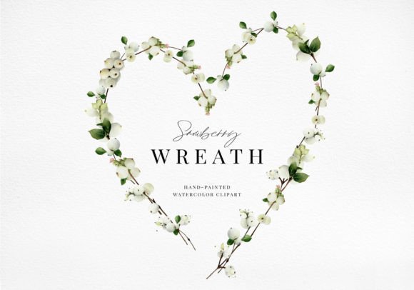 The Artful Elegance of Snowberry White Floral Heart Clipart: A Designer's Essential