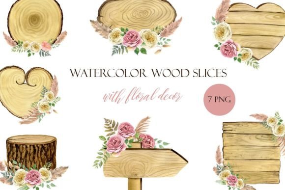 The Artistic Versatility of Watercolor Wooden Slice Floral Designs