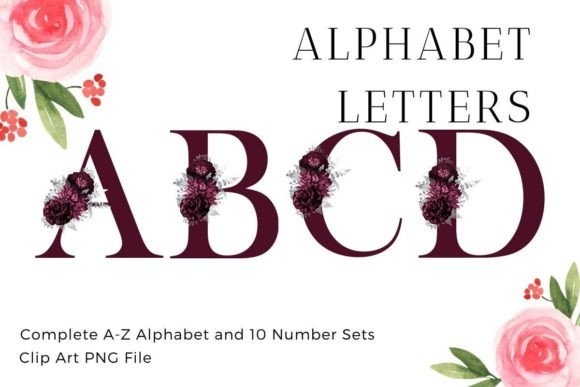 The Floral Alphabet Red Rose Burgundy Font: A Sublimation Treasure