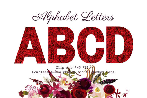 Unleash Creativity with the Red Floral Alphabet Sublimation Font