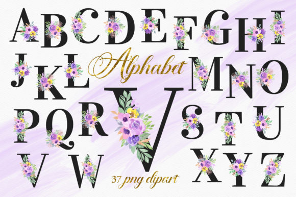 Violet Floral Alphabet Numbers Clipart: A Strategic Asset for Creative Professionals