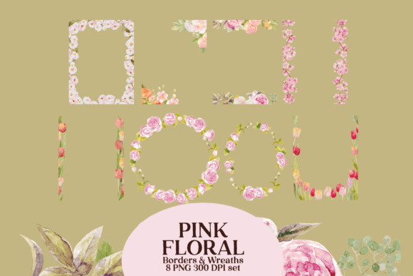 Watercolor Pink Floral Borders for Your Creative Projects