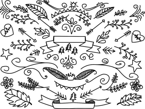 Wood Forest Doodles: Hand-Drawn Florals for Your Projects