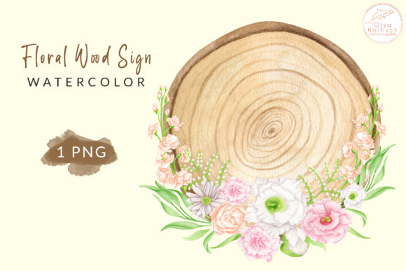 Your Creative Toolkit: The Watercolor Floral Wood Slice PNG Clipart